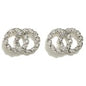 Silver Rhinestone Double Circle Stud Earrings