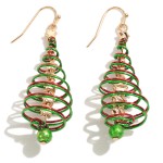 Star And Spiral Christmas Tree Drop Earrings