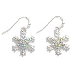 Rhinestone Encrusted Metal Snowflake Drop Earrings