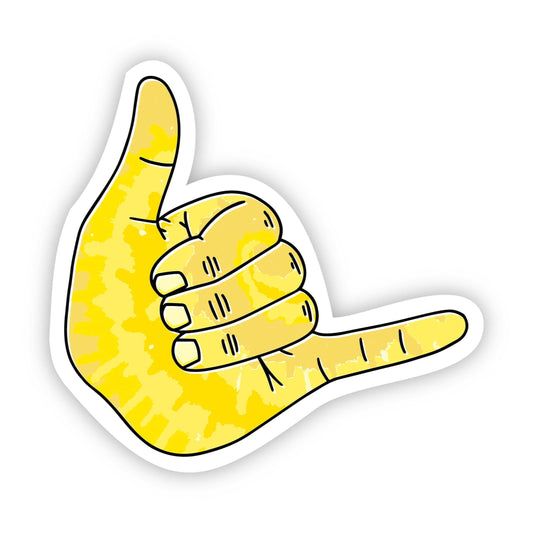 Shaka Yellow Aesthetic Sticker  Hang Loose