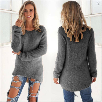 CWOSWL0659_Casual Long Sleeve Crew neck Pullover Sweater: GREY / (S) 1