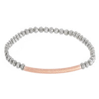 Dainty Beaded Stretch Bracelet Featuring Gold Tube Focal