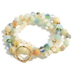 Mint Beaded Bracelets Featuring Natural Stone Accents