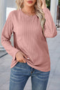 Ribbed Round Neck Knit Long Sleeve Top Shirt Little Daisy