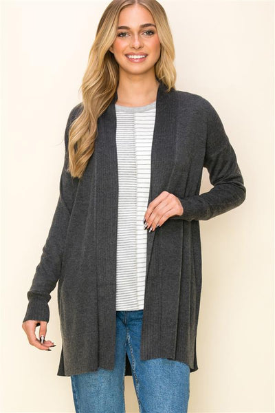 Charcoal Staccato Open Front Cardigan