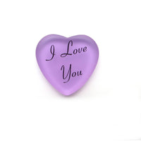 I Love You Frosted Glass Heart with Pouch