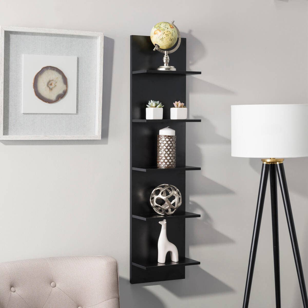 Five-Tier Wide Column Wall Shelf