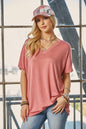 XL CT43725 - Solid comfort v neck top - C