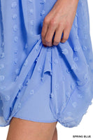 Sm Blue SWISS DOT BABYDOLL SCOOP NECK SLEEVELESS DRESS