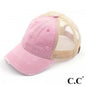 Pink C.C. BA-912 Vintage Distressed Baseball Cap with Mesh Back