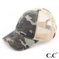 Grey C.C BT-15 Camo distressed vintage style pony trucker cap with mesh back