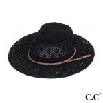 KP-013 Horseshoe Lace Knitting Panama Hat With Braided Suede Trim Band