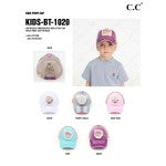 KIDS-BT-1020 Distressed Embroidered Girls Fish Too! Patch Pony Cap For Kids
