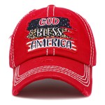 Vintage Distressed "God Bless America" Embroidered Patch Baseball Cap
