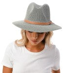 Sage Panama Hat With Faux Leather Band