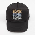 Licensed Animal Print AC/DC Trucker Style Baseball Cap