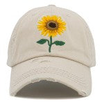 Stone Embroidered Sunflower Baseball Cap Hat