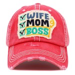 Hot Pink Wife Mom Boss Patch Baseball Cap Hat