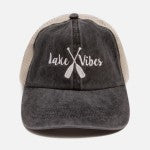 Lake Vibes Charcoal Embroidered Mesh Back Baseball Cap