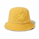 Yellow Bucket Hat With Short Fringe Detail Around Brim