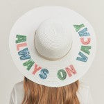 Straw Sun Hat With Sequin 'Always On Vacay'