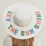 Straw Sun Hat With Sequin 'Let The Sun Shine'
