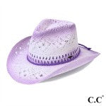 C.C CBC-07 Ombre Open Weave Cowboy Hat With Braided Suede Trim Band