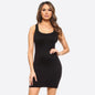 Blk Solid Seamless Traditional Tank Slip Dress