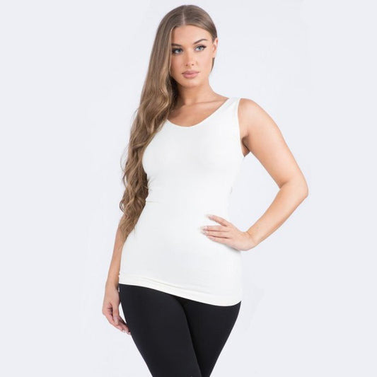 Ivory Seamless Reversible V-Neck Tank