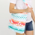 Two-in-One Aztek Print Tote Bag that Unfolds Into a Beach Towel