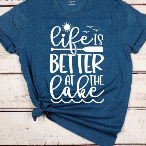 Teal Life Is Better At The Lake Graphic Tee