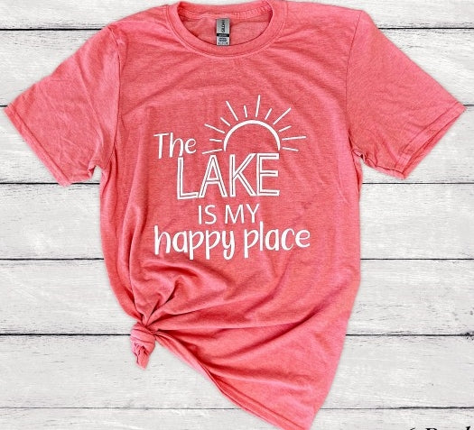 "The Lake Is My Happy Place" Graphic Tee T shirt - Bella Canvas Brand Tee