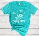 "The Lake Is My Happy Place" Graphic Tee T shirt - Bella Canvas Brand Tee