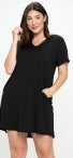 Black Lace Neckline Detail T-Shirt Dress