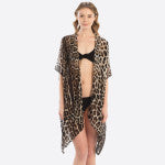 Women's Lightweight Sheer Leopard Print Kimono