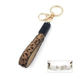 USB Animal Print Keychain Featuring Hidden USB Charging Cable