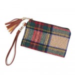 Tartan Plaid Tassel Wristlet