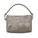 Taupe Faux Leather Alligator Skin Handbag