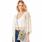 Grey Knit Envelope Crossbody Handbag Featuring Sunflower Applique