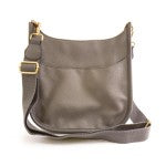 Grey Leather Handbag With Matching Strap