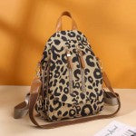 Animal Print Crossbody Backpack With Zipper Detailing