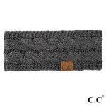Dark Melange Grey C.C HW-20 Solid Cable Knit Headwrap