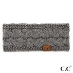Light Melange Grey C.C HW-20 Solid Cable Knit Headwrap