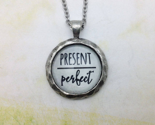 Present Over Perfect Hammered Edge Pewter Necklace