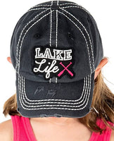 Kids Embroidered Patch Hat - Lake Life (Black)