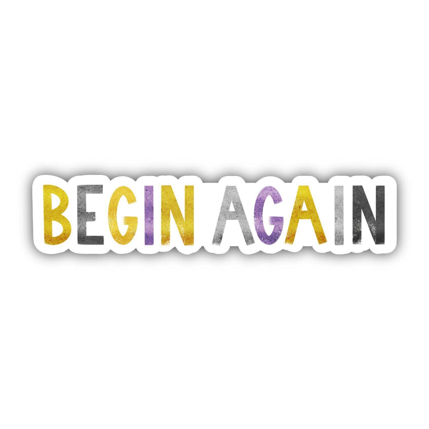 Begin Again Positivity Lettering Sticker - Purple