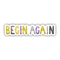 Begin Again Positivity Lettering Sticker - Purple