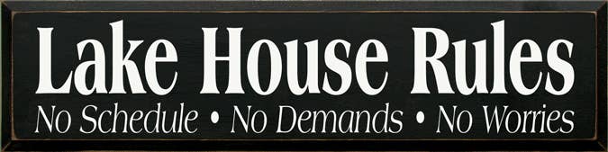 Lake House Rules Wood Sign