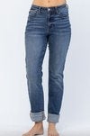 Judy Blue Long Length High Waist Double Cuff Boyfriend Denim Jeans