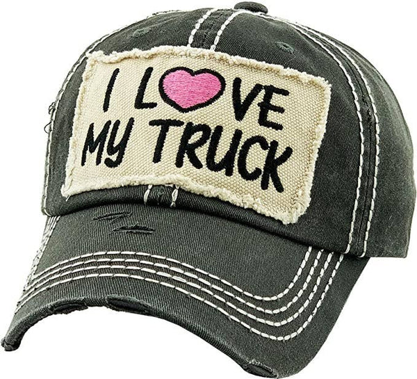 Vintage Patch Hat - I Love My Truck (Black)